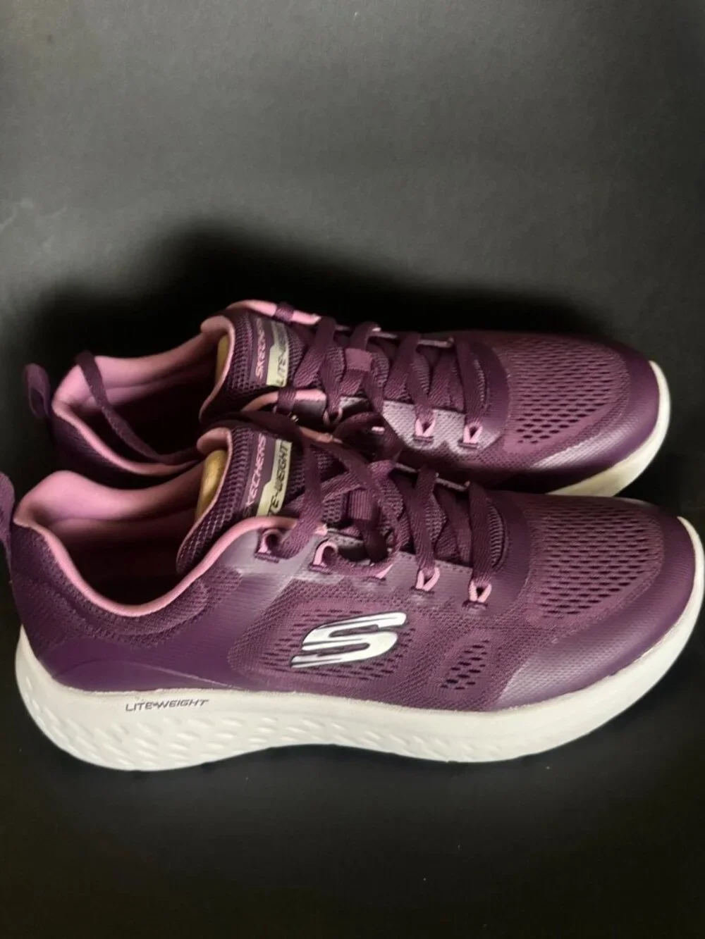 Skechers Lite-Weight Purple Vegan Mesh Sneakers - Women’s Size 8